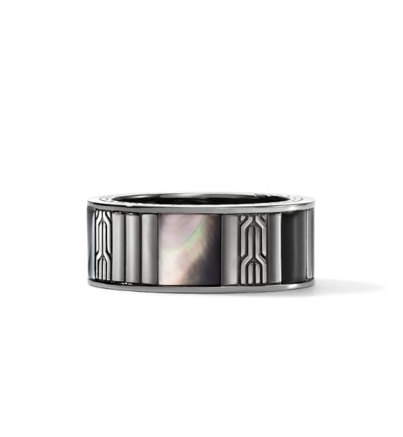 John Hardy Classic Chain Mother of Pearl Silver Sterling Silver Band Ring