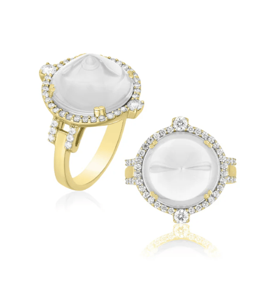 Goshwara Gossip Quartz 18K Yellow Gold Band Ring