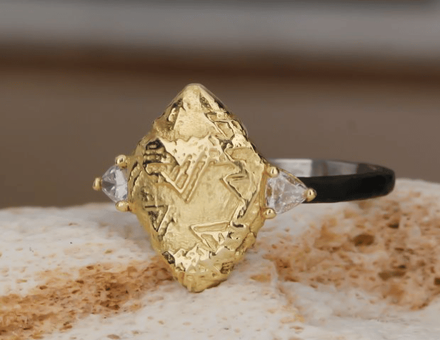 Sarah Graham Diamond 18K Matte Yellow Gold Band Ring