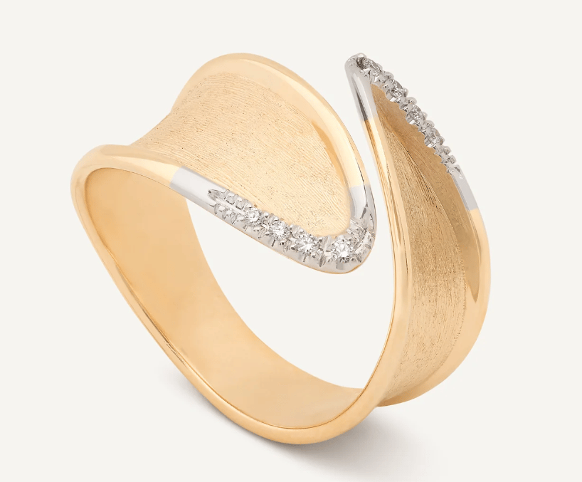 Marco Bicego Lunaria Diamond 18K Engraved Yellow Gold Band Ring