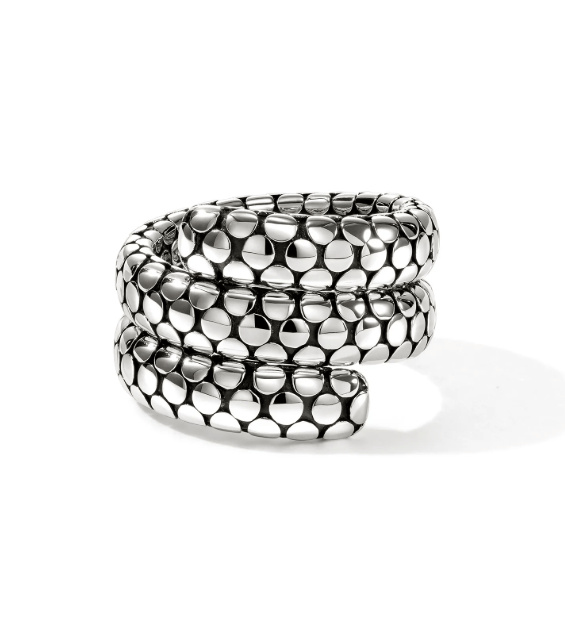 John Hardy Dot Hammered White Sterling Silver Band Ring