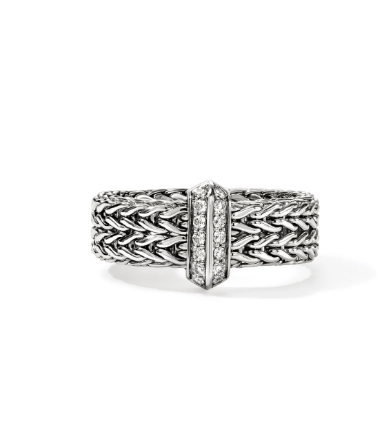 John Hardy Diamond Silver Sterling Silver Band Ring