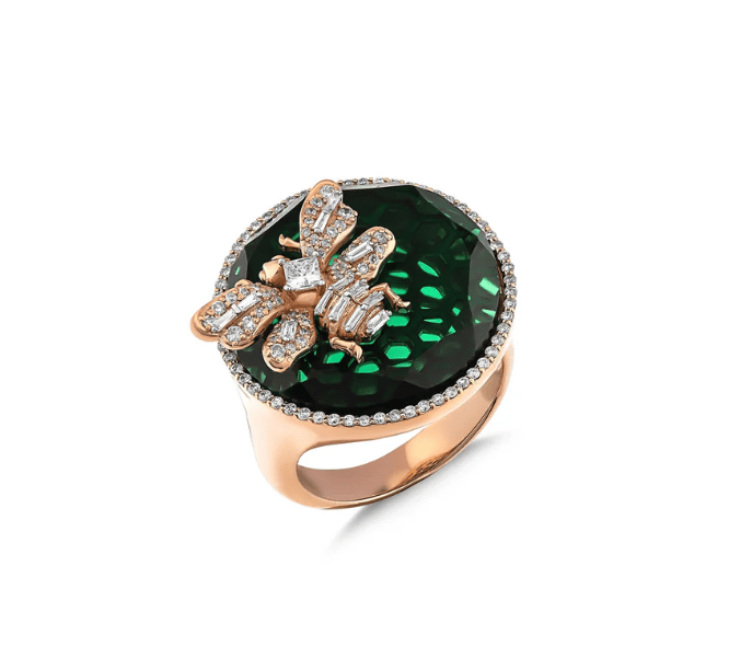 Bee Goddess Diamond 18K Polished Rose Gold Cocktail Ring