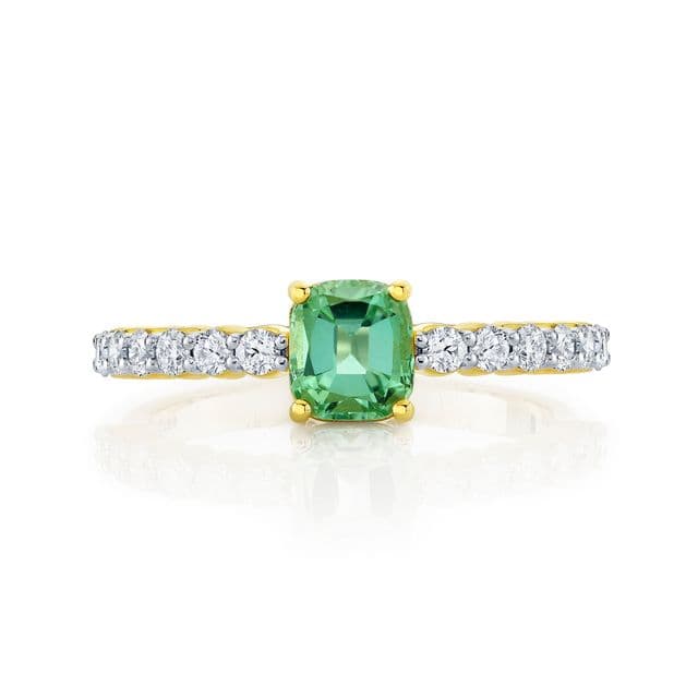 Sloane Street Tourmaline 18K Strie Detail Yellow Gold Band Ring