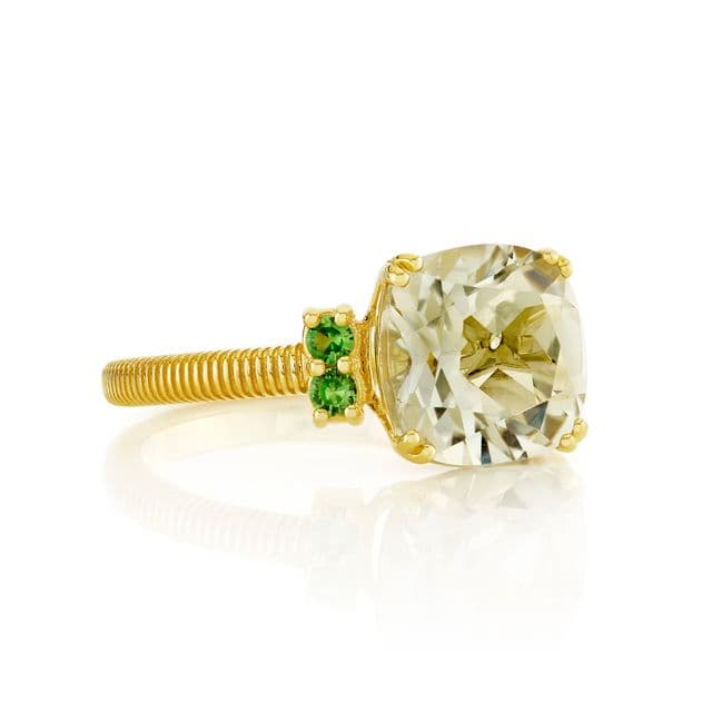 Sloane Street Amethyst 18K Strie Detail Yellow Gold Band Ring