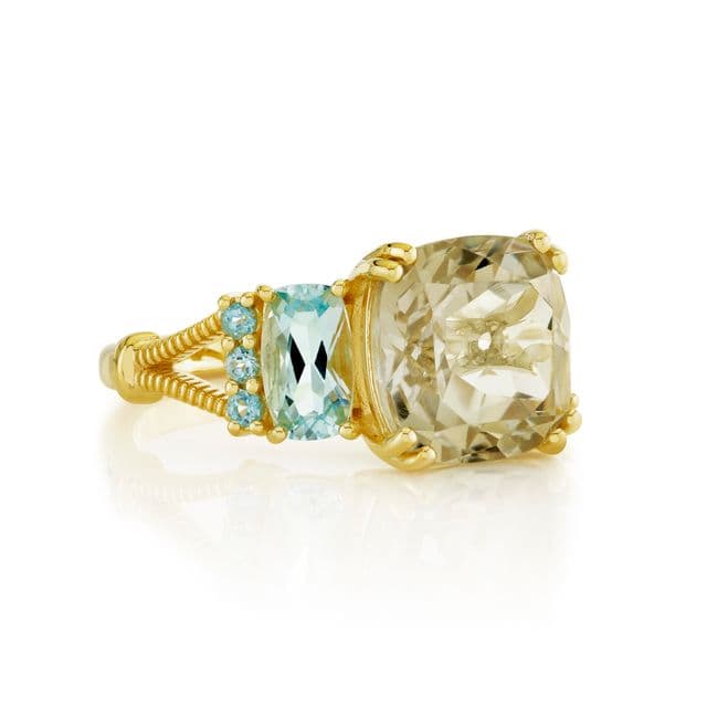 Sloane Street Amethyst 18K Strie Detail Yellow Gold Band Ring