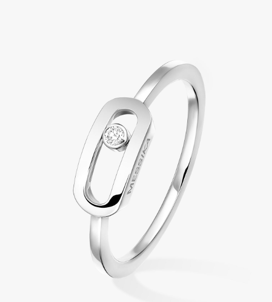 Messika Move Diamond 18K Polished White Gold Band Ring