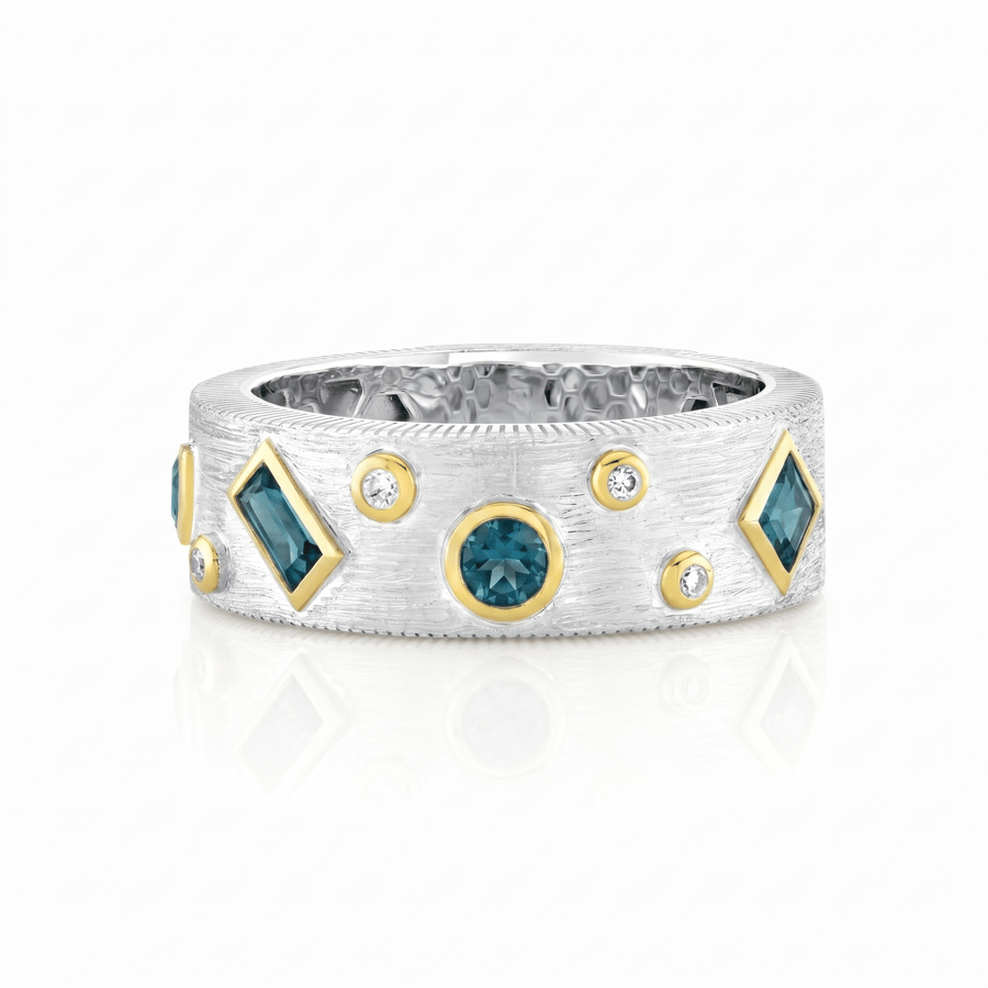 Sloane Street London Blue Topaz Silver Sterling Silver Band Ring