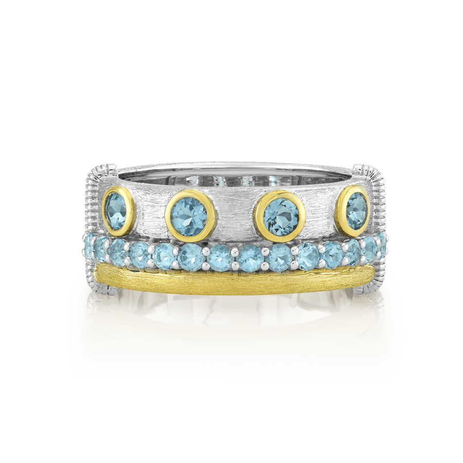 Sloane Street Swiss Blue Topaz Silver Sterling Silver Band Ring
