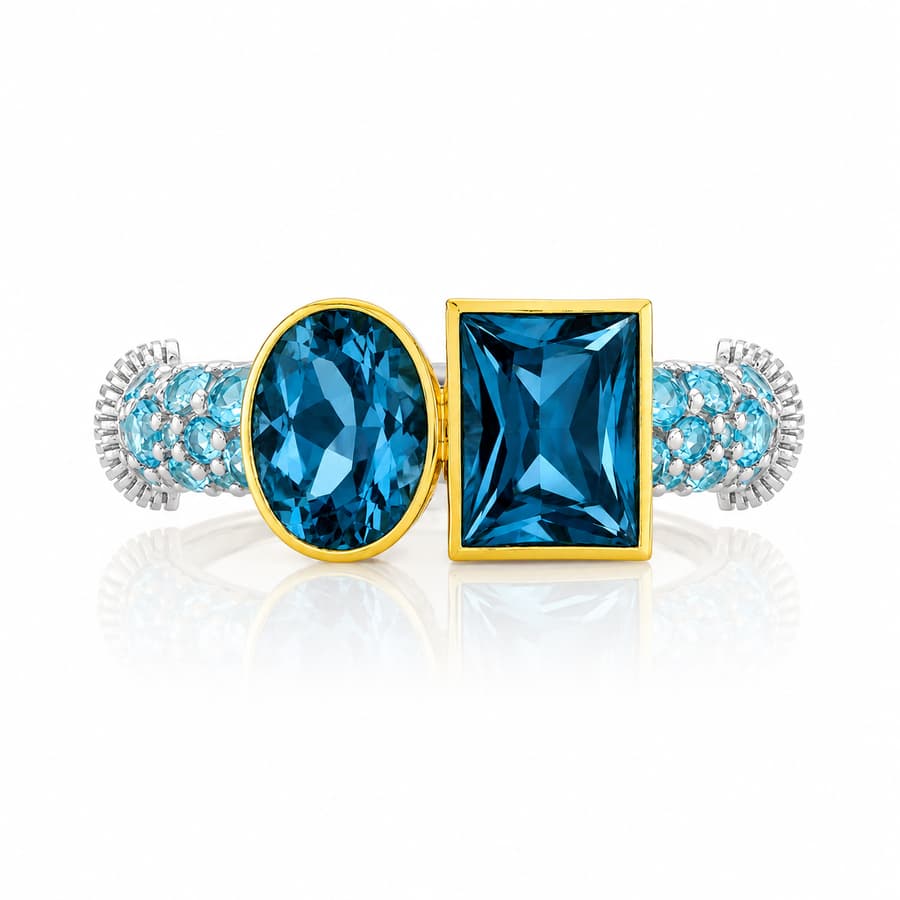 Sloane Street London Blue Topaz Silver Sterling Silver Band Ring