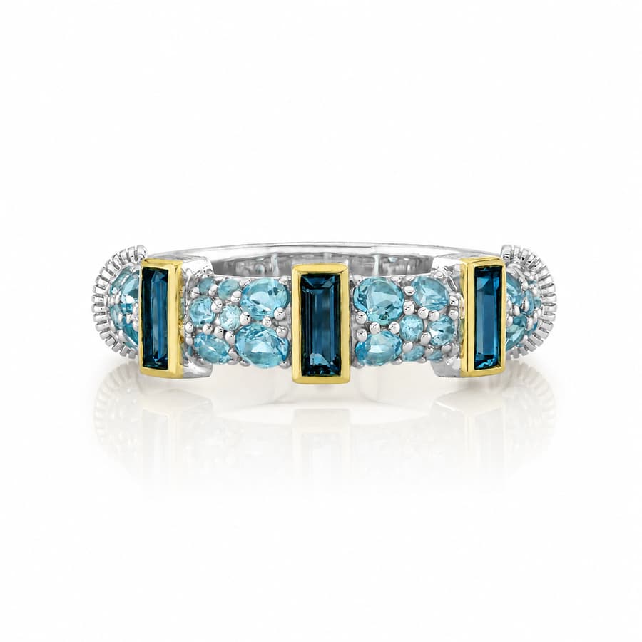 Sloane Street London Blue Topaz Silver Sterling Silver Band Ring