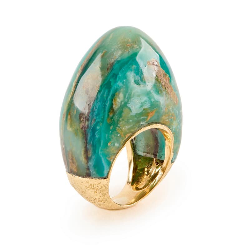 Katy Briscoe Opal 18K Semi-Polished Yellow Gold Cocktail Ring
