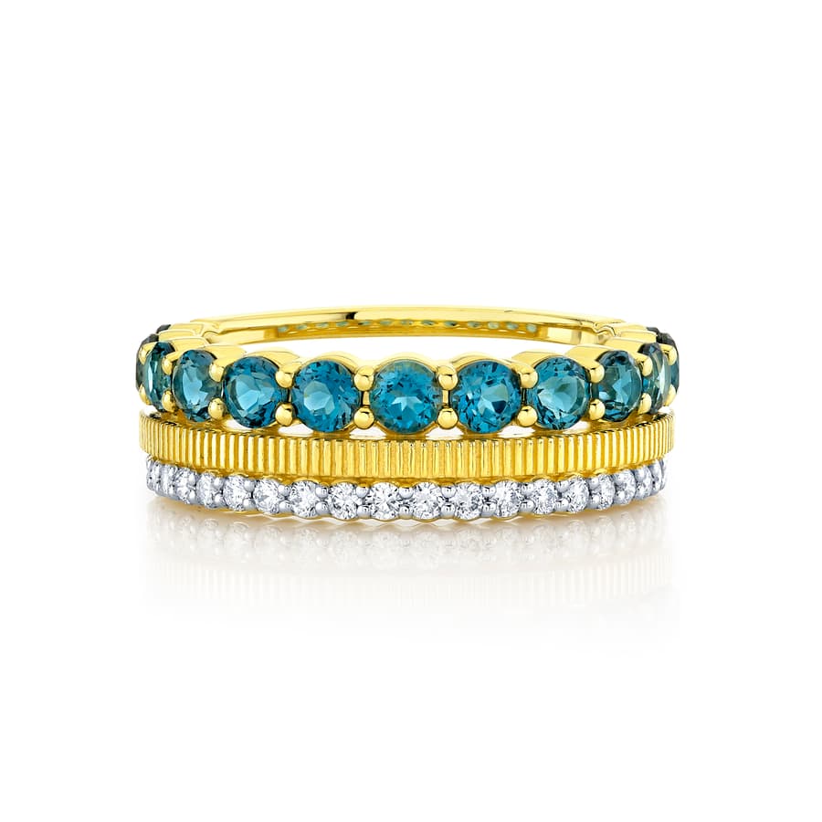 Sloane Street London Blue Topaz 18K Yellow Gold Band Ring