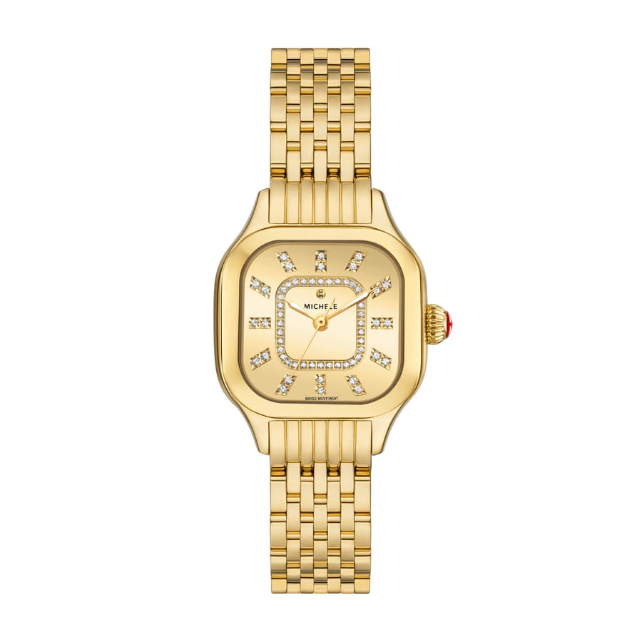 Michele Watches Deco Diamond Stainless Steel Watch