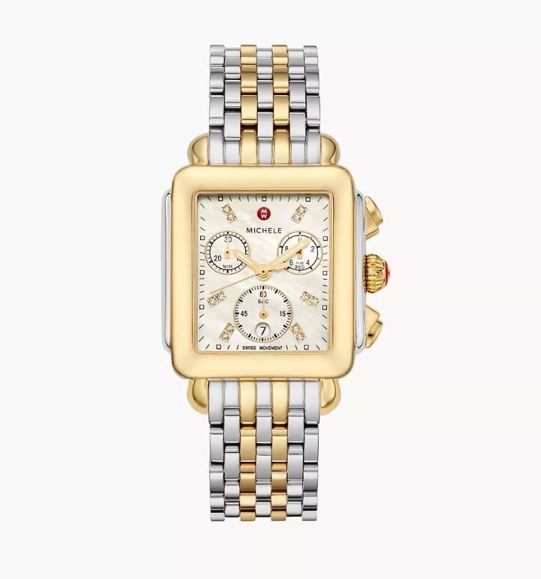 Michele Watches Deco Diamond Stainless Steel Watch