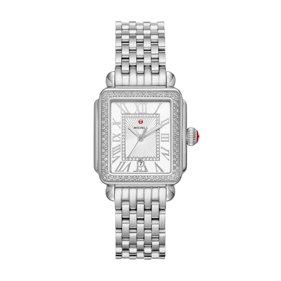 Michele Watches Deco Diamond Stainless Steel Watch