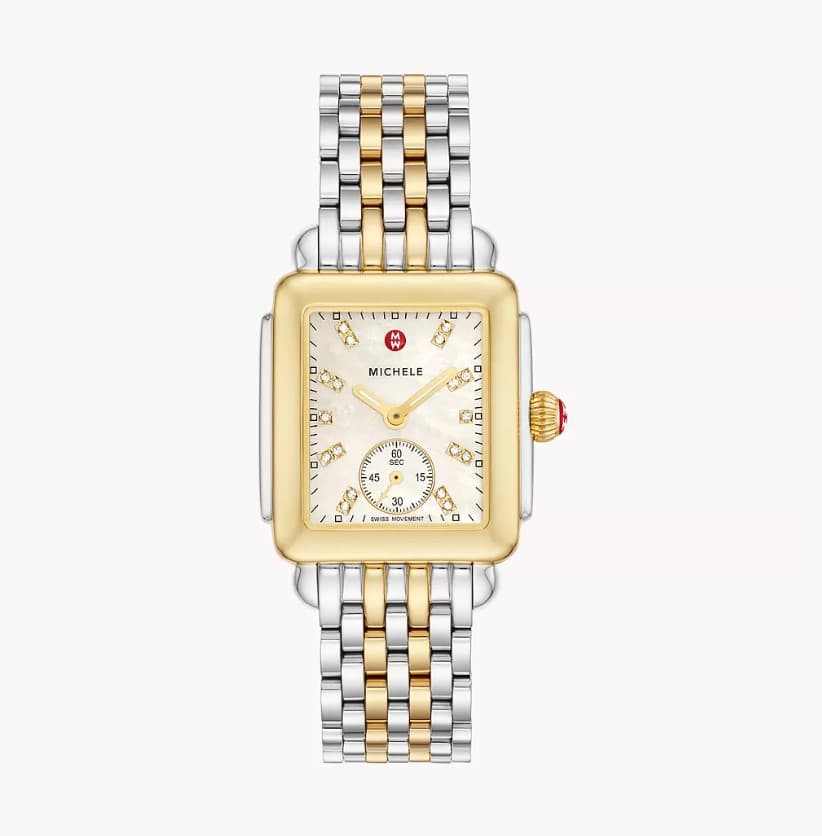 Michele Watches Deco Diamond Stainless Steel Watch