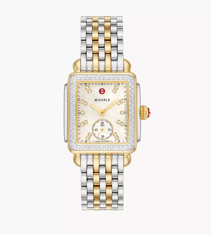 Michele Watches Deco Diamond Stainless Steel Watch