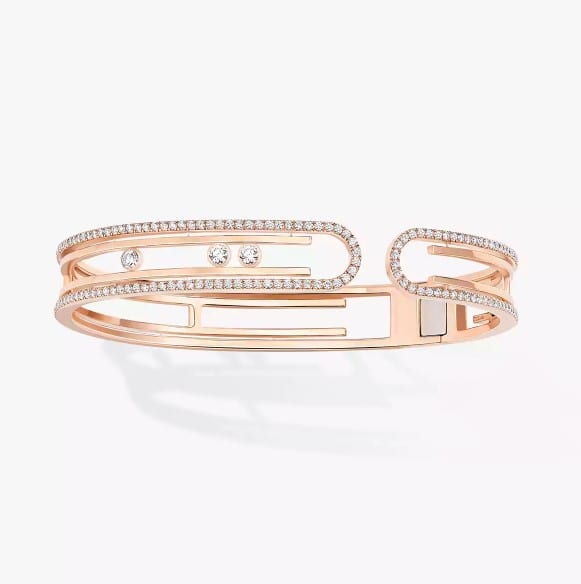 Messika Move Diamond 18K Polished Pink Gold Bangle Bracelet