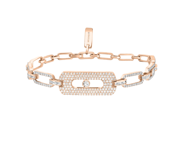 Messika Move Diamond 18K Polished Pink Gold Chain Bracelet
