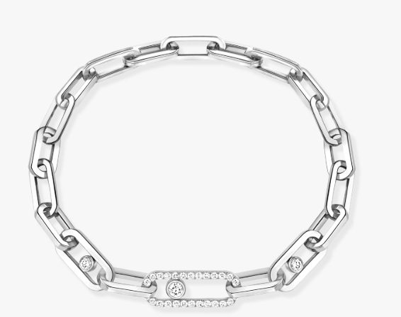 Messika Move Link Bracelet In 18K White Gold With White Diamonds
