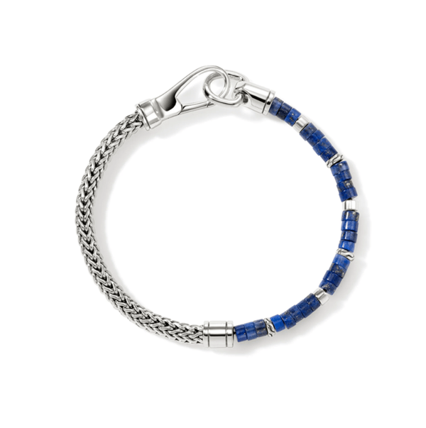 John Hardy Pebble Heart Lapis Lazuli Silver Sterling Silver Chain Bracelet