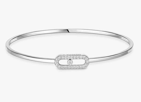 Messika Move Diamond 18K Polished White Gold Chain Bracelet