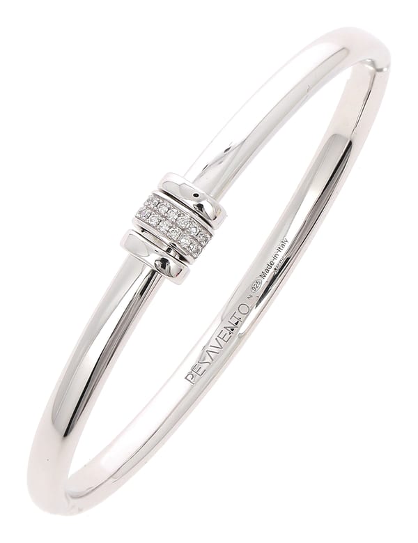 Pesavento Elegance Diamond Polished Silver Rhodium Bangle Bracelet