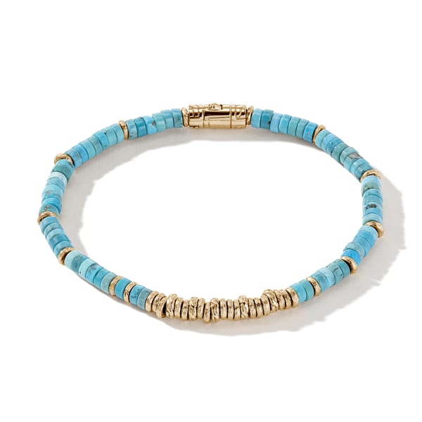 John Hardy Turquoise White Sterling Silver Beaded Bracelet