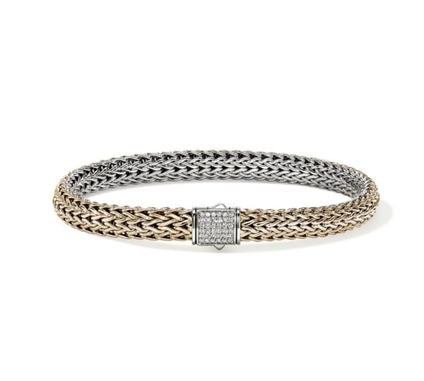 John Hardy Diamond 14K Two-Tone Gold Band Bracelet