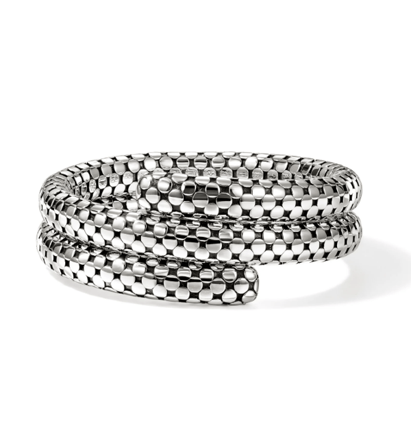John Hardy Dot Hammered White Sterling Silver Bangle Bracelet
