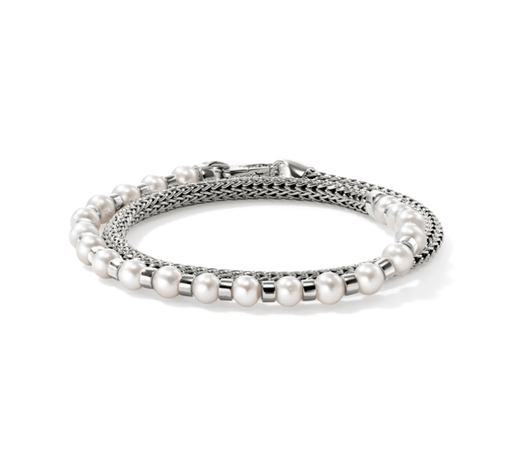 John Hardy Freshwater Pearl Sterling Silver Wrap Bracelet
