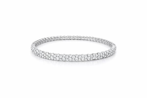 ZYDO ITALY Diamond 18K Polished White Gold Stretch Tennis Bracelet