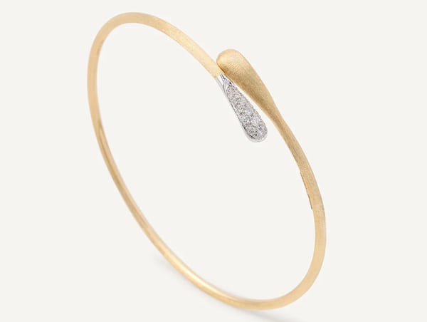 Marco Bicego Lucia Diamond 18K Engraved Yellow Gold Bangle Bracelet