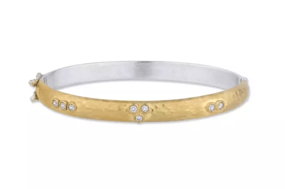 Lika Behar Collection Diamond 24K Satin Yellow Gold Bangle Bracelet