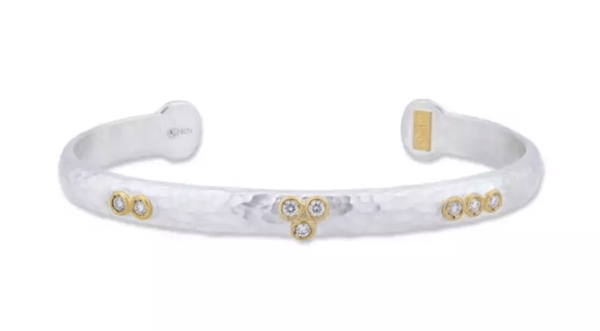 Lika Behar Collection Diamond 24K Satin Yellow Gold Bangle Bracelet