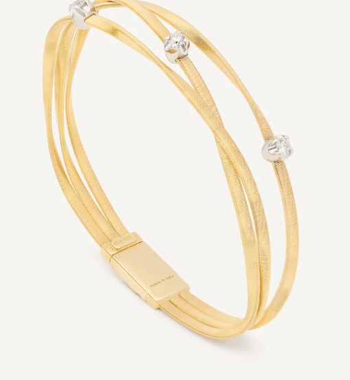 Marco Bicego Marrakech Diamond 18K Engraved Yellow Gold Flex Bracelet