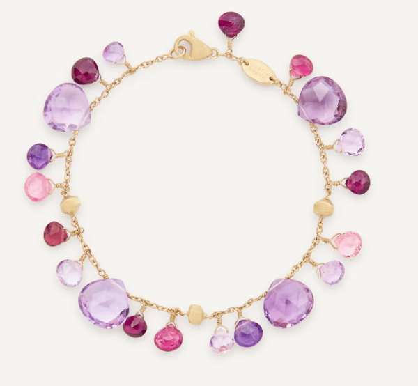 Marco Bicego Paradise Amethyst 18K Engraved Yellow Gold Chain Bracelet
