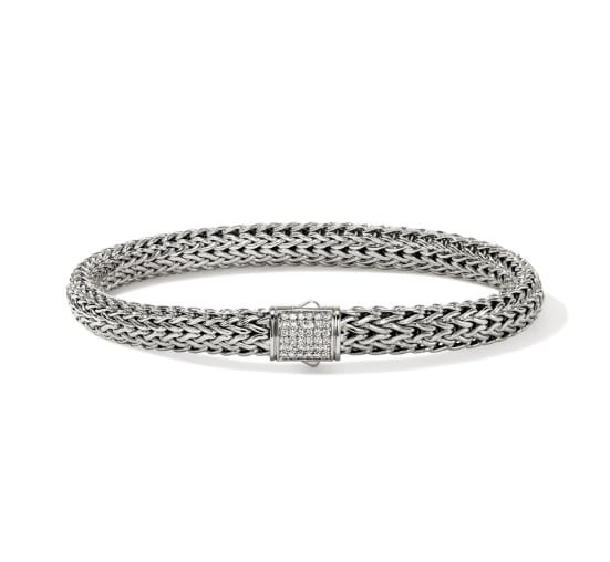 John Hardy Diamond Polished Silver Sterling Silver Chain Bracelet
