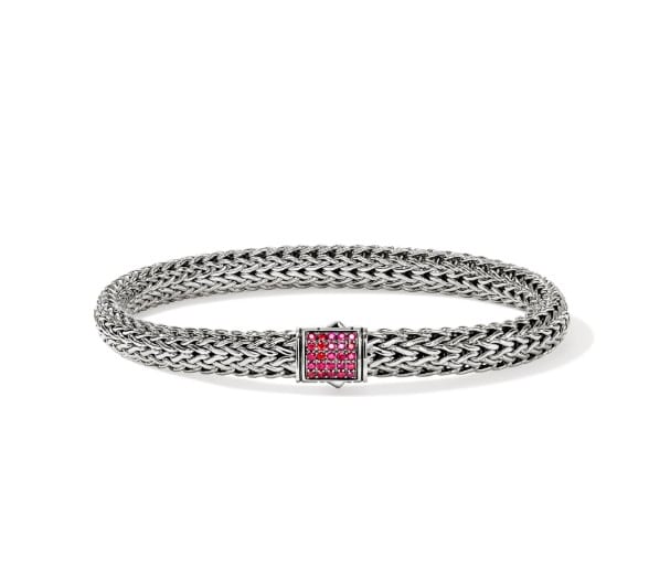John Hardy Sapphire Polished Silver Sterling Silver Chain Bracelet