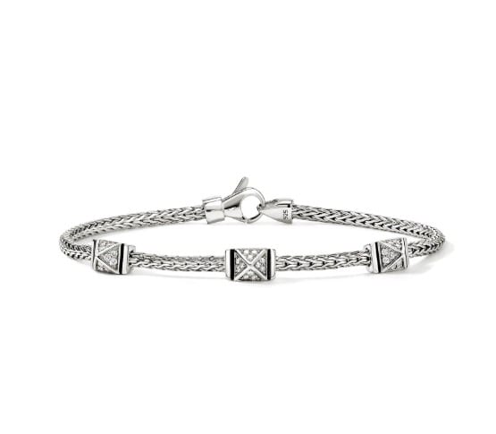 John Hardy Diamond Polished Silver Sterling Silver Chain Bracelet