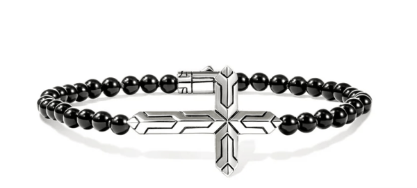 John Hardy Onyx Polished Silver Sterling Silver Beaded Bracelet