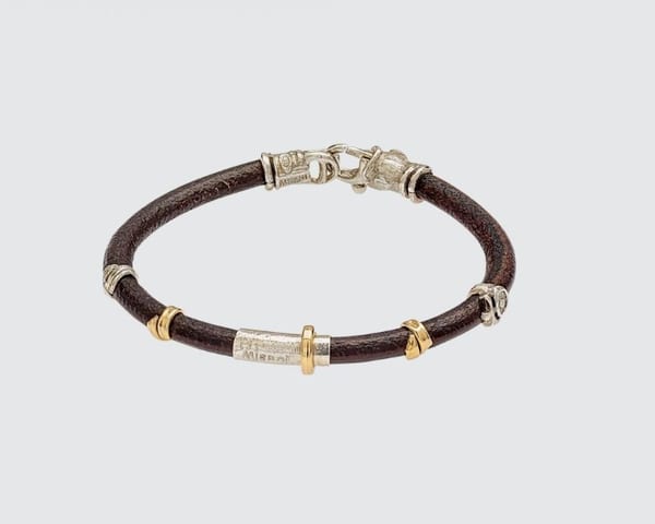 MISANI 18K Black Leather Bangle Bracelet