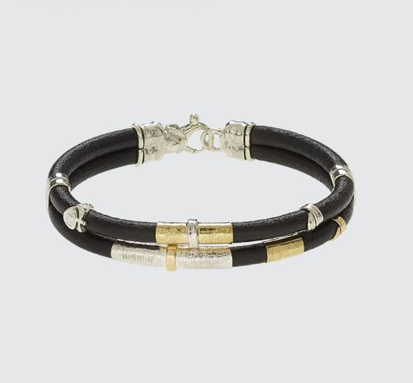 MISANI 18K Black Leather Bangle Bracelet