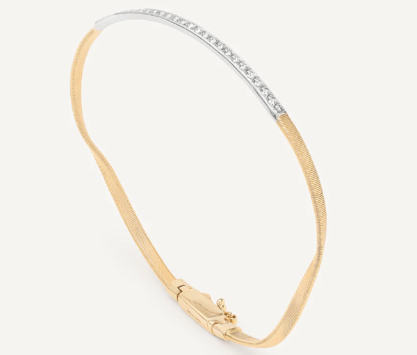 Marco Bicego Marrakech Diamond 18K Engraved Yellow Gold Bangle Bracelet