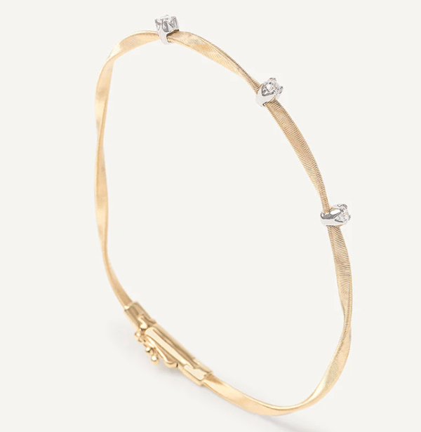 Marco Bicego Marrakech Diamond 18K Engraved Yellow Gold Dangle Bracelet