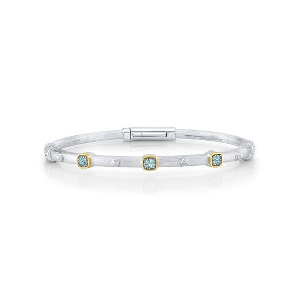 Sloane Street Swiss Blue Topaz Silver Sterling Silver Bangle Bracelet
