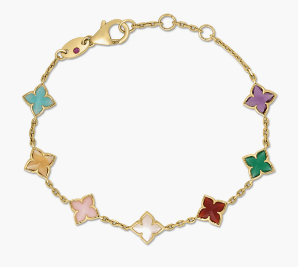 Roberto Coin Venetian Princess Assorted Gemstones 18K Polished Yellow Gold Chain Bracelet