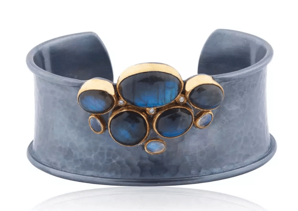 Lika Behar Collection Labradorite Matte Oxidized Sterling Silver Cuff Bracelet