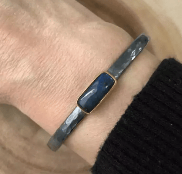 Lika Behar Collection Labradorite Matte Oxidized Sterling Silver Cuff Bracelet